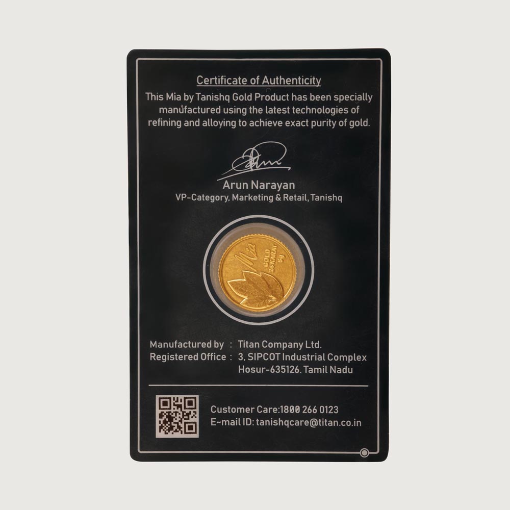 5 GM 24 Karat Mango Leaf Gold Coin,,hi-res thumbnail 7