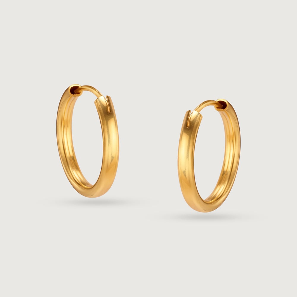 22KT Yellow Gold Timeless Stylish Hoop Earrings,,hi-res thumbnail 3