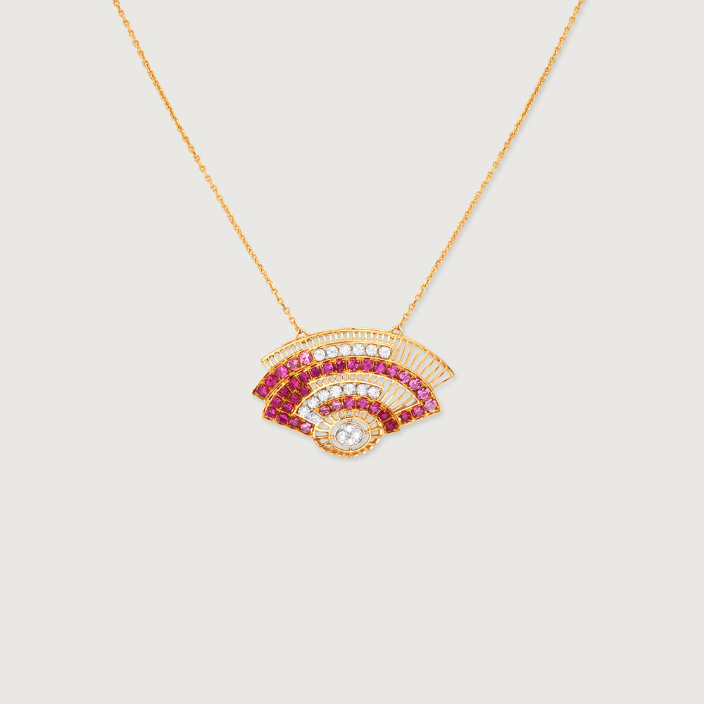 Sunset Fan Sapphires & Diamond Necklace,,hi-res thumbnail 3