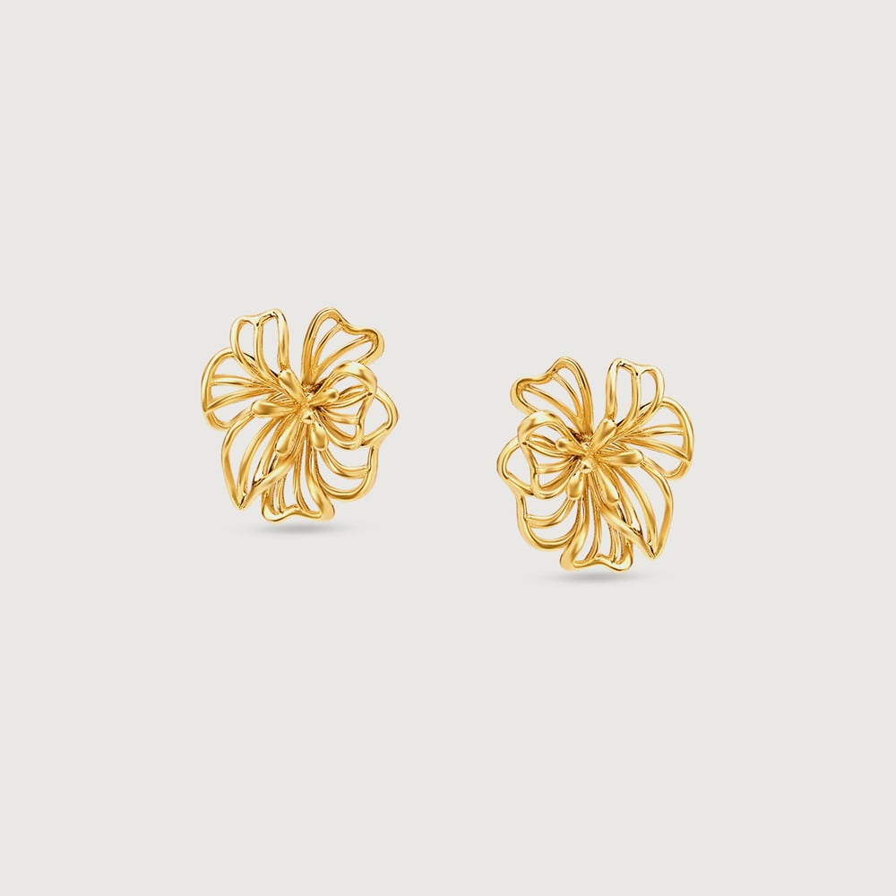 Floral Doodle Gold Stud Earrings,,hi-res thumbnail 3