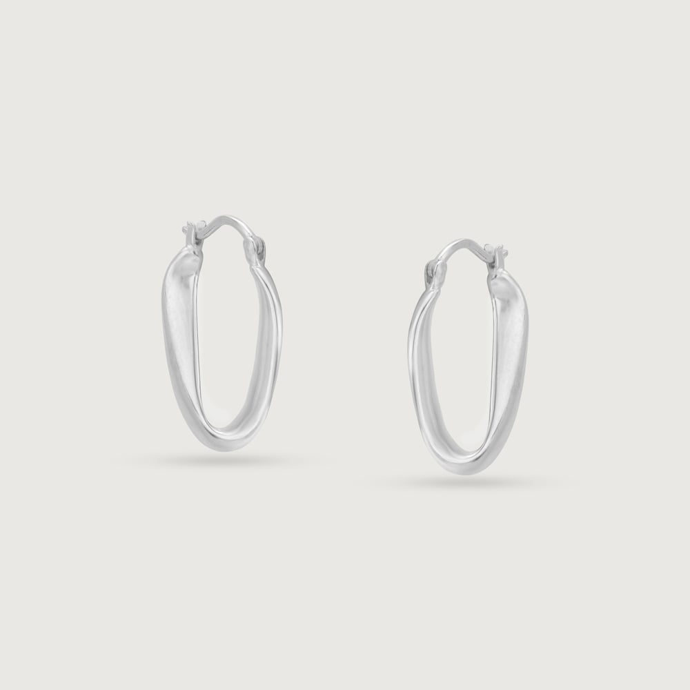 Sculpted Loop Silver Hoop Earrings,,hi-res thumbnail 3