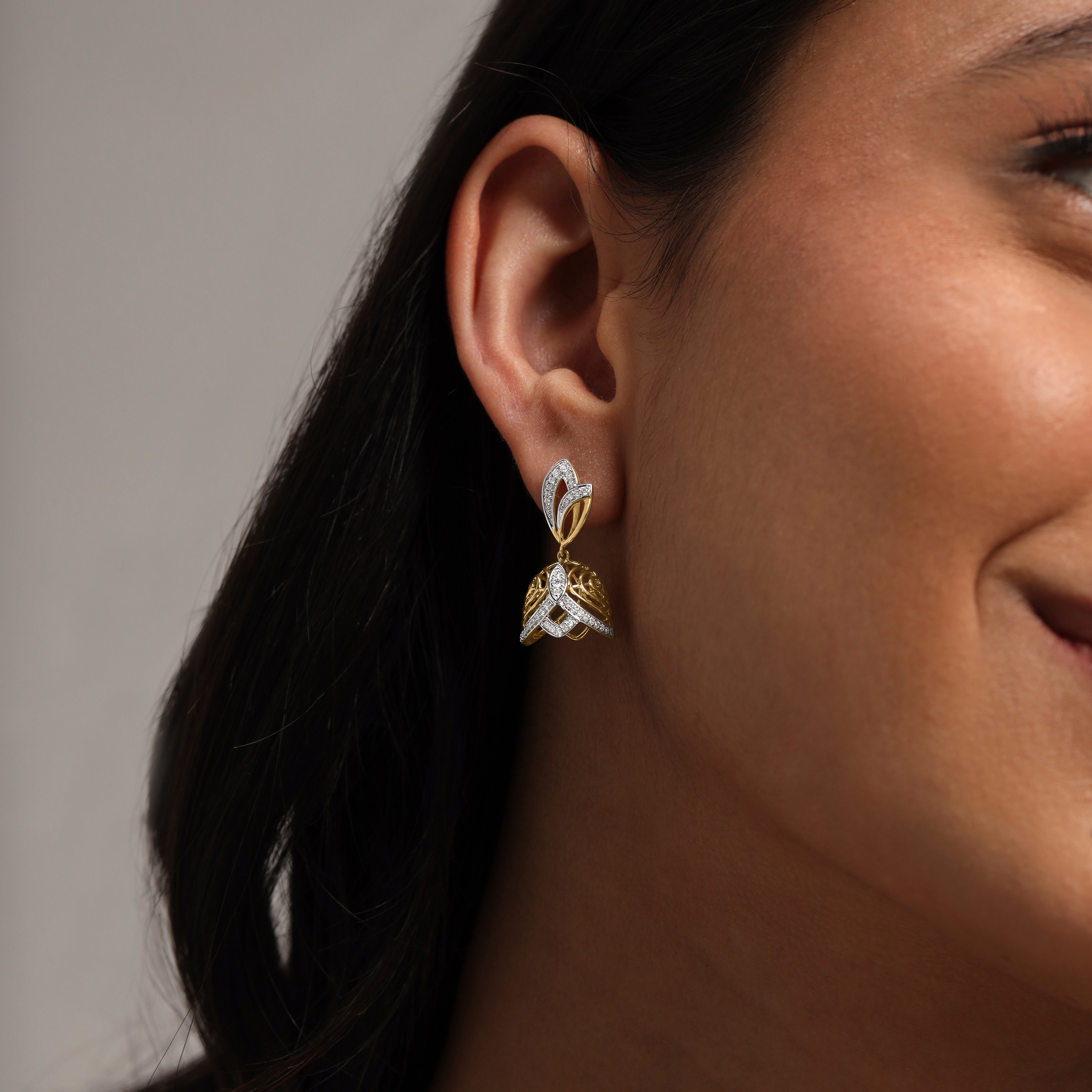 Radiant Bloom Diamond Jhumka,,hi-res thumbnail 2