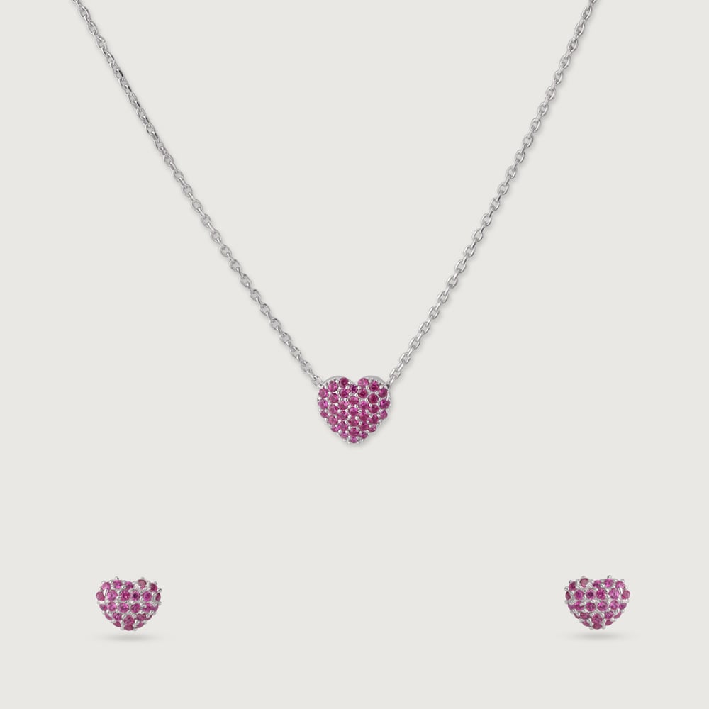 Playful Crush Silver Earrings and Necklace Set,,hi-res thumbnail 3