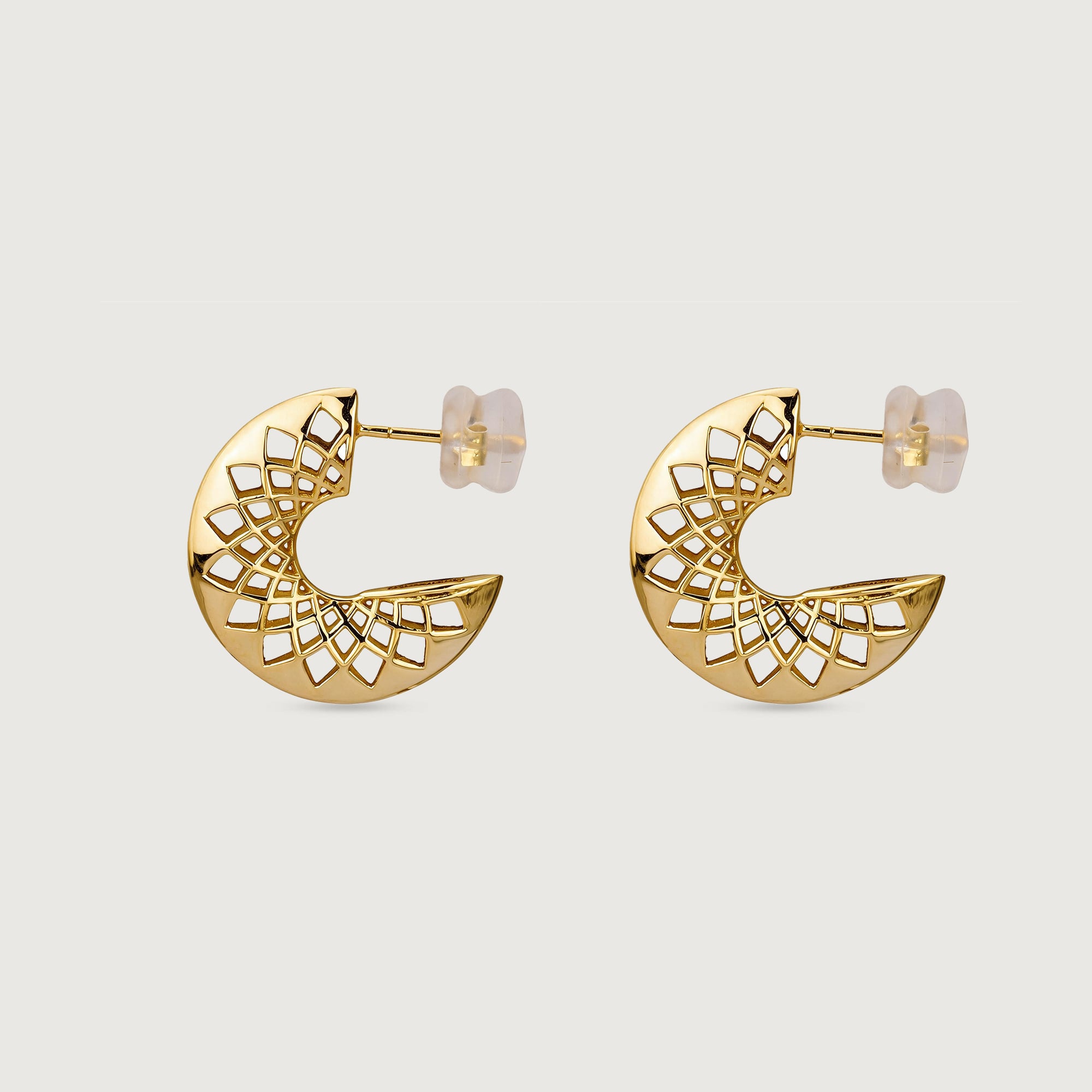 Sculpted Lattice Gold Hoop Earrings,,hi-res thumbnail 4