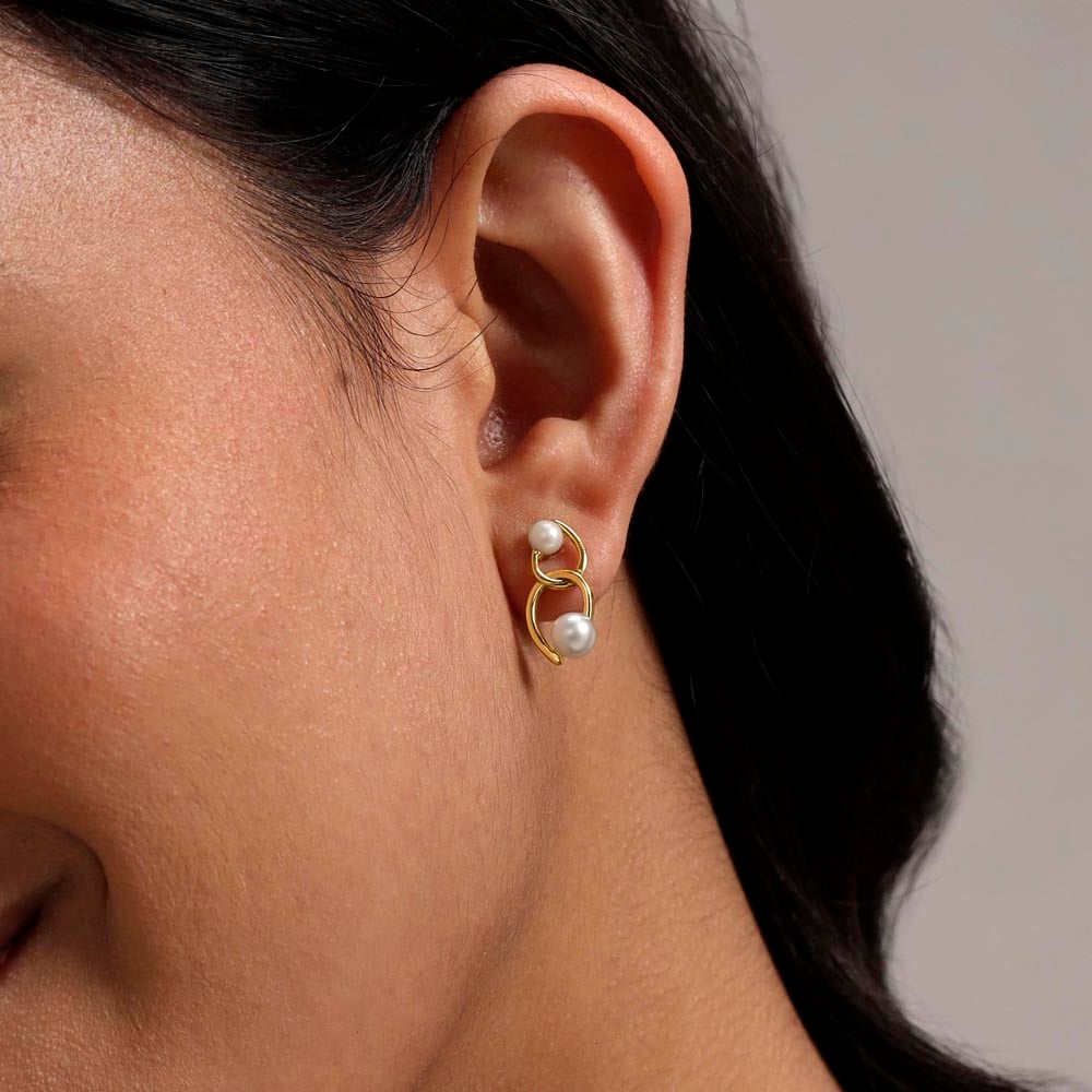 Edgy Chic Pearl Stud Earrings,,hi-res thumbnail 2