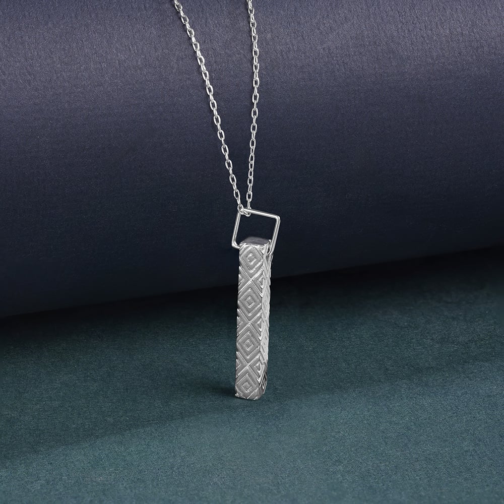 Geometric Pattern Silver Pendant