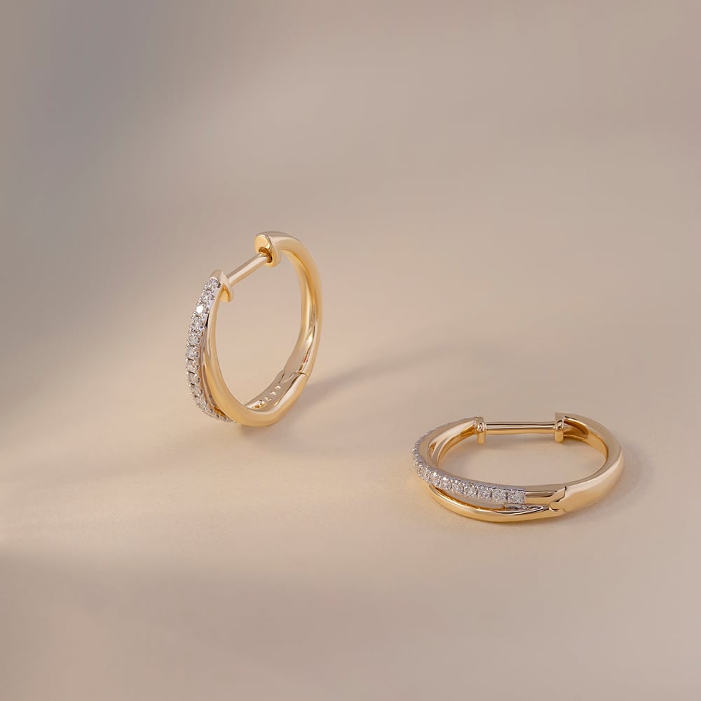 Elegant Radiant Gold & Diamond Hoop Earrings,,hi-res thumbnail 1