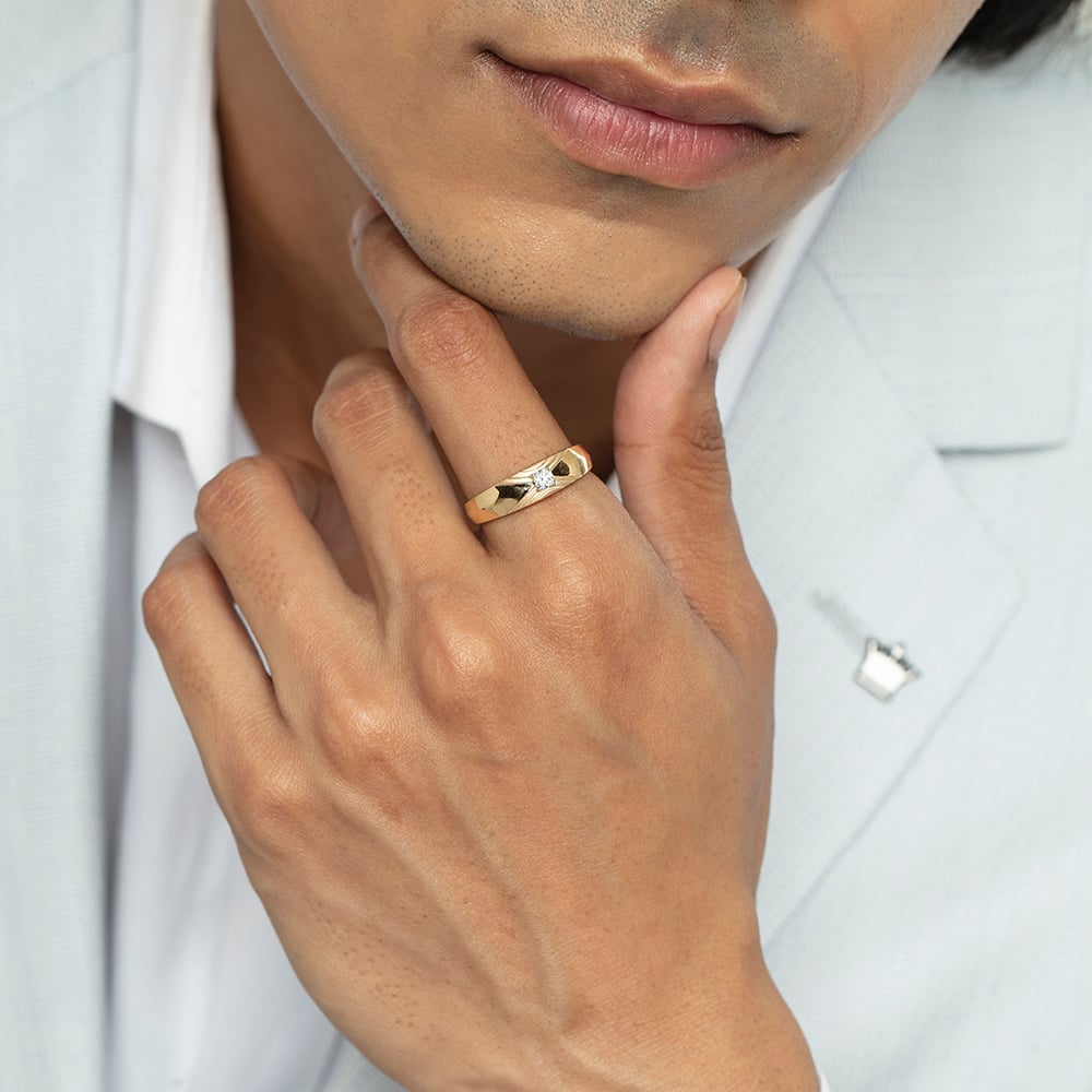 Smooth Moves Gold & Diamond Ring for Men,,hi-res thumbnail 2