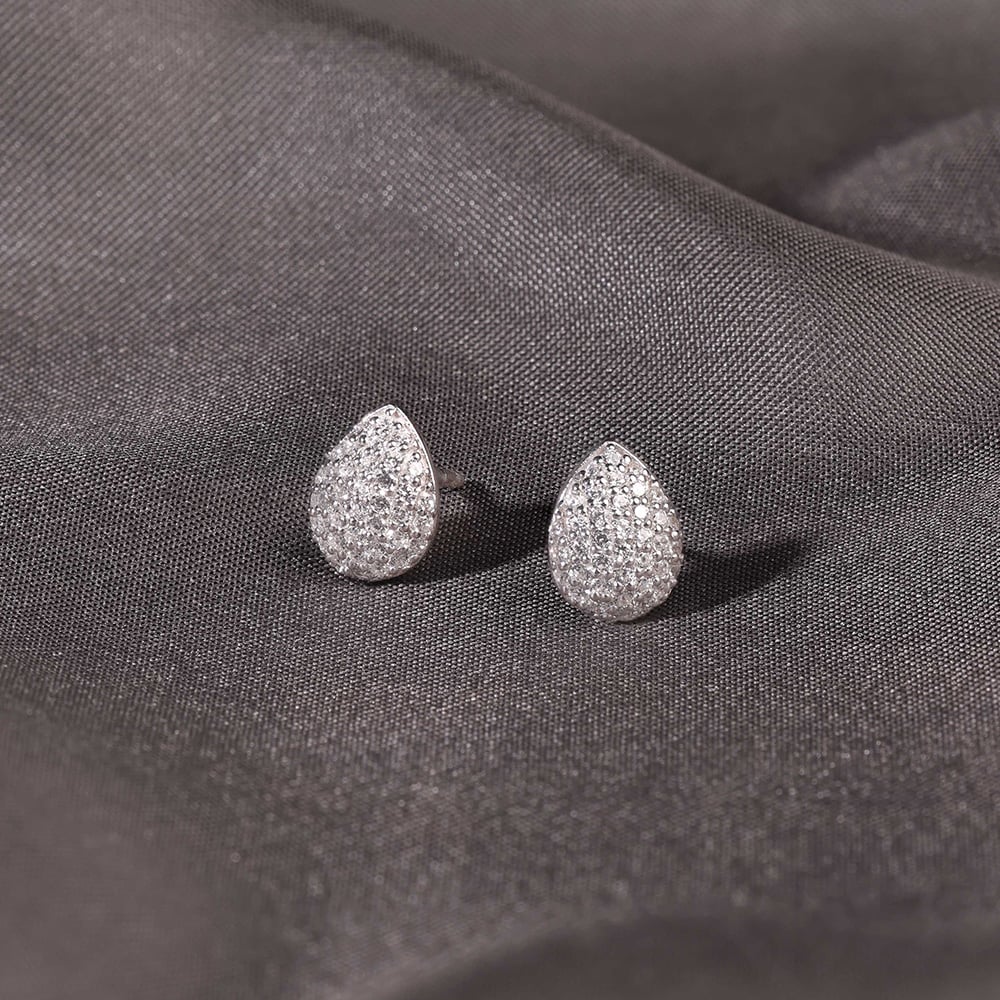 Radiant Dew Silver Stud Earrings