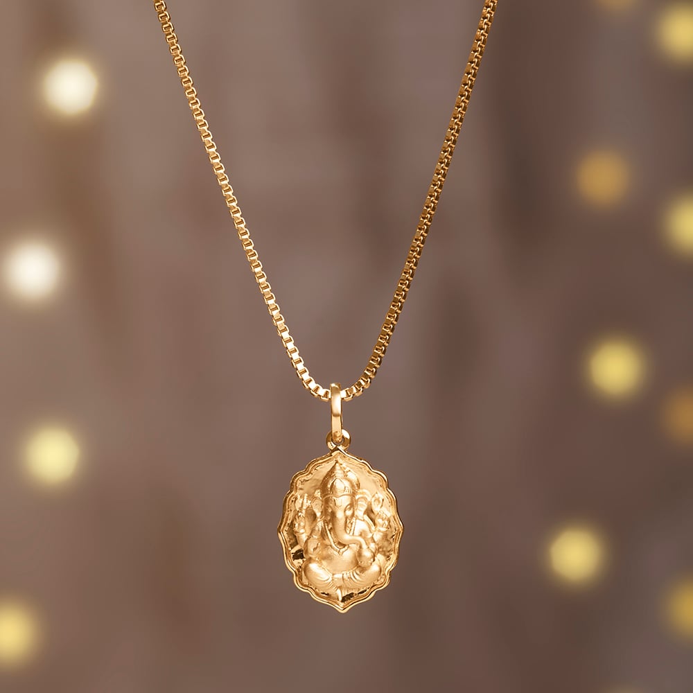Divine Sculpted Ganesha Gold Pendant