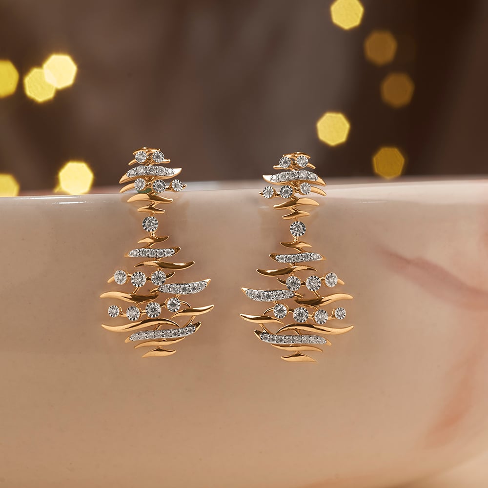 Floating Diyas Diamond Drop Earrings