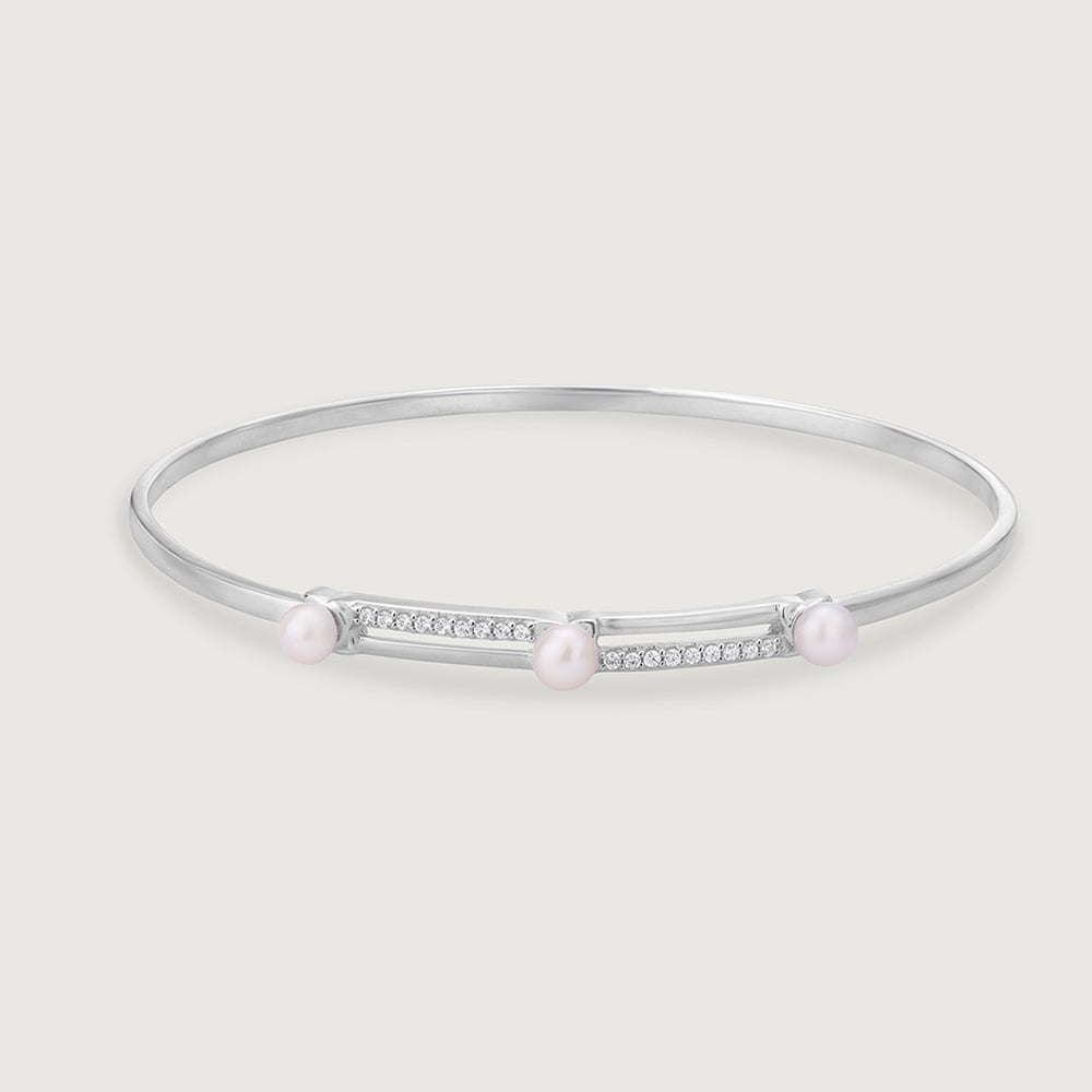 Elegant Pearl Silver Bangle,,hi-res thumbnail 3