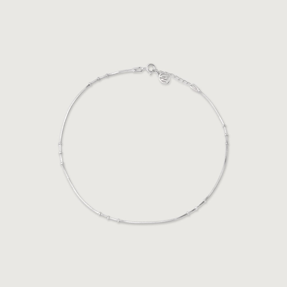 Sleek Drip Single Silver Anklet,,hi-res thumbnail 3