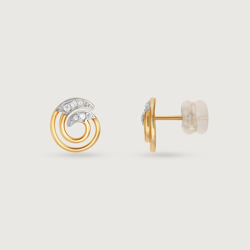 Enso Aura 14 Kt Gold & Diamond Stud Earrings,,hi-res thumbnail 4