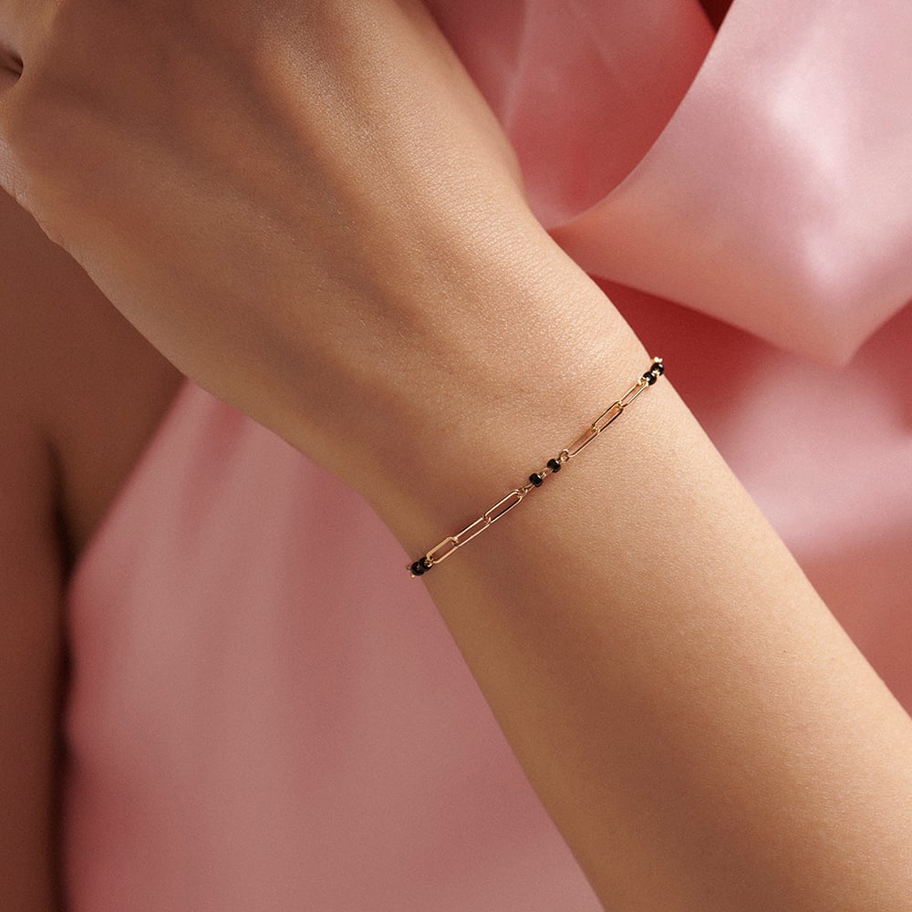 Sleek Geometric Gold Mangalsutra Bracelet,,hi-res thumbnail 2