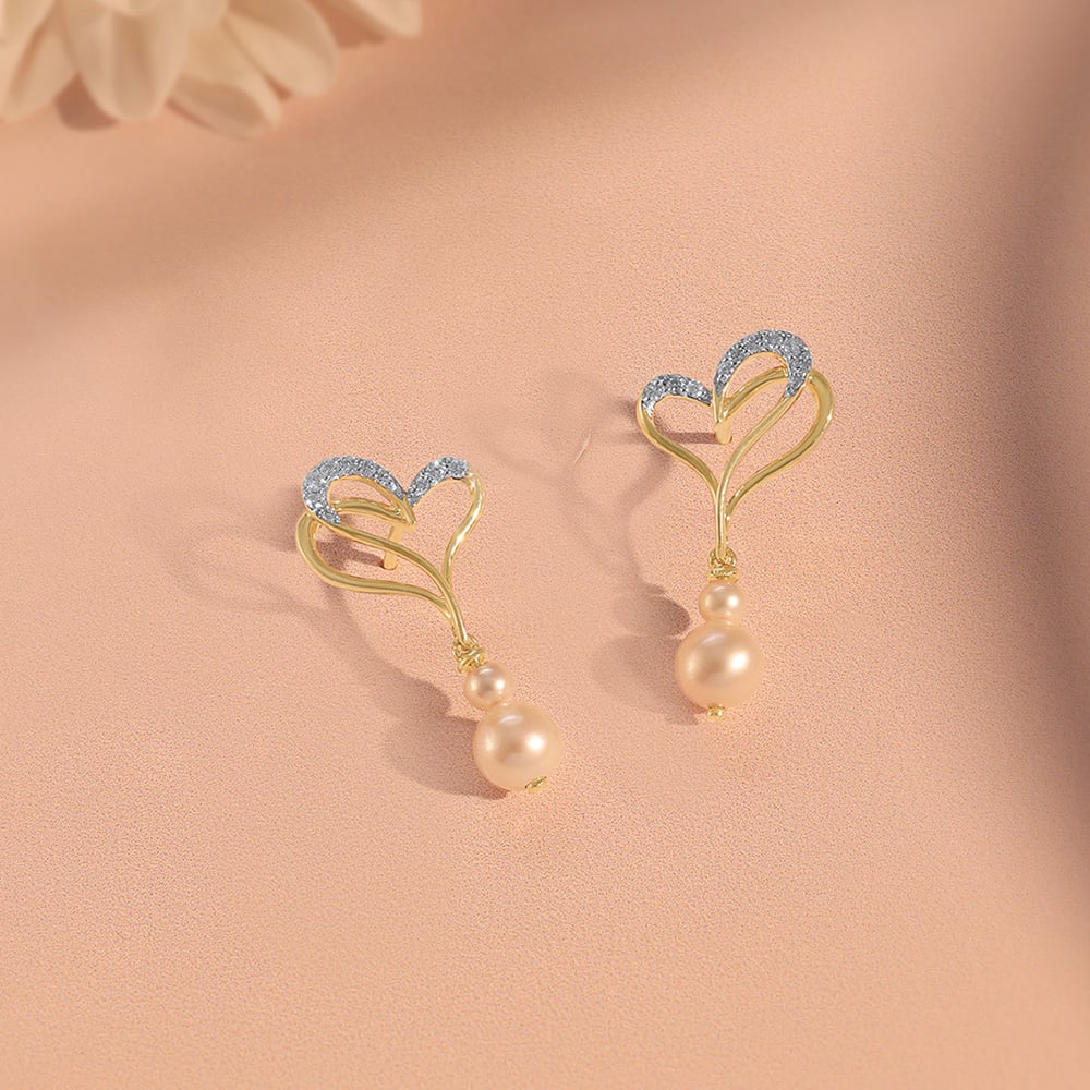 Entwined Love Pearl & Diamond Drop Earrings