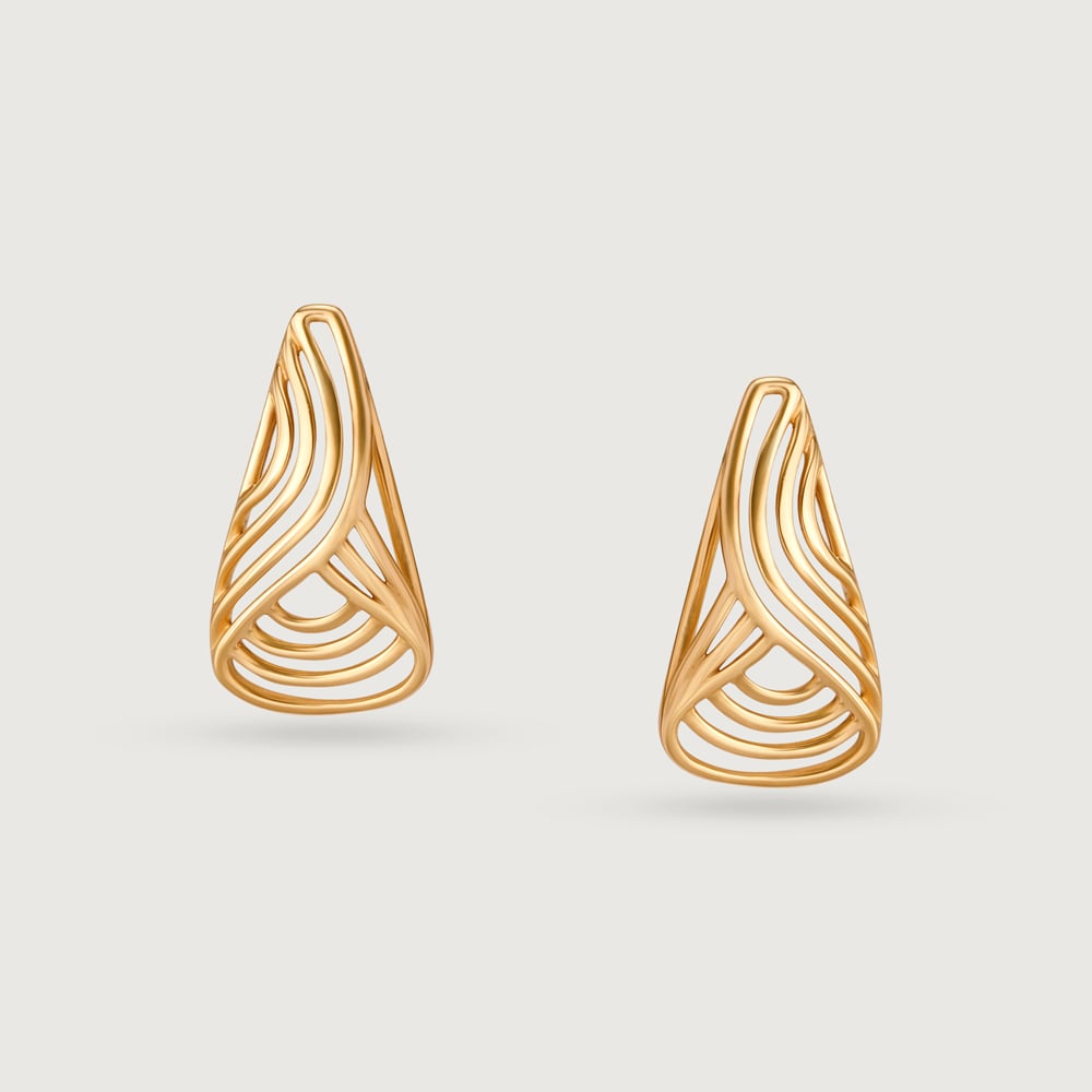 14KT Yellow Gold Triangle Edge Delight Stud Earrings,,hi-res thumbnail 3