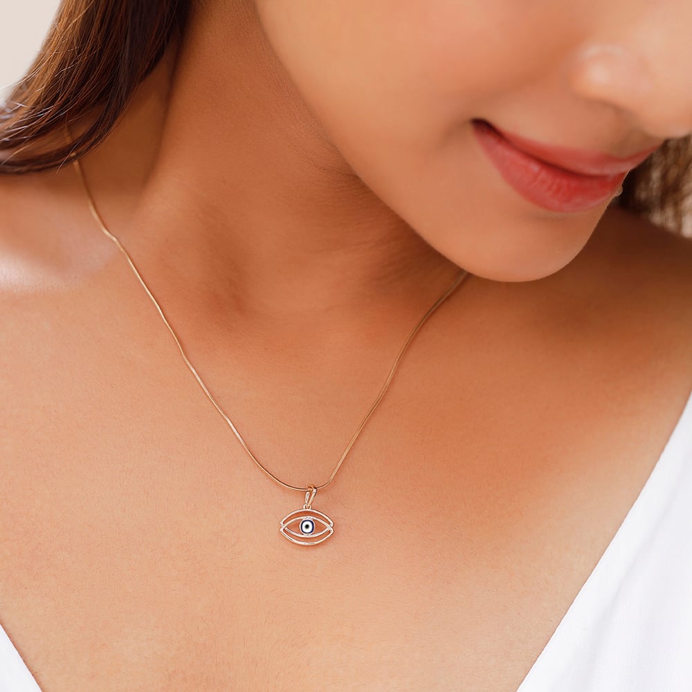 14KT Yellow Gold Layered Evil Eye Pendant