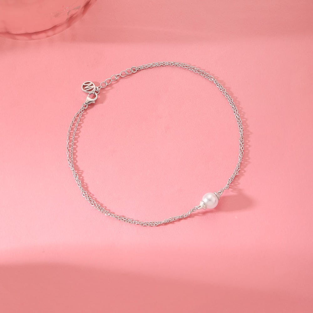 Elegant Glow Single Silver Anklet