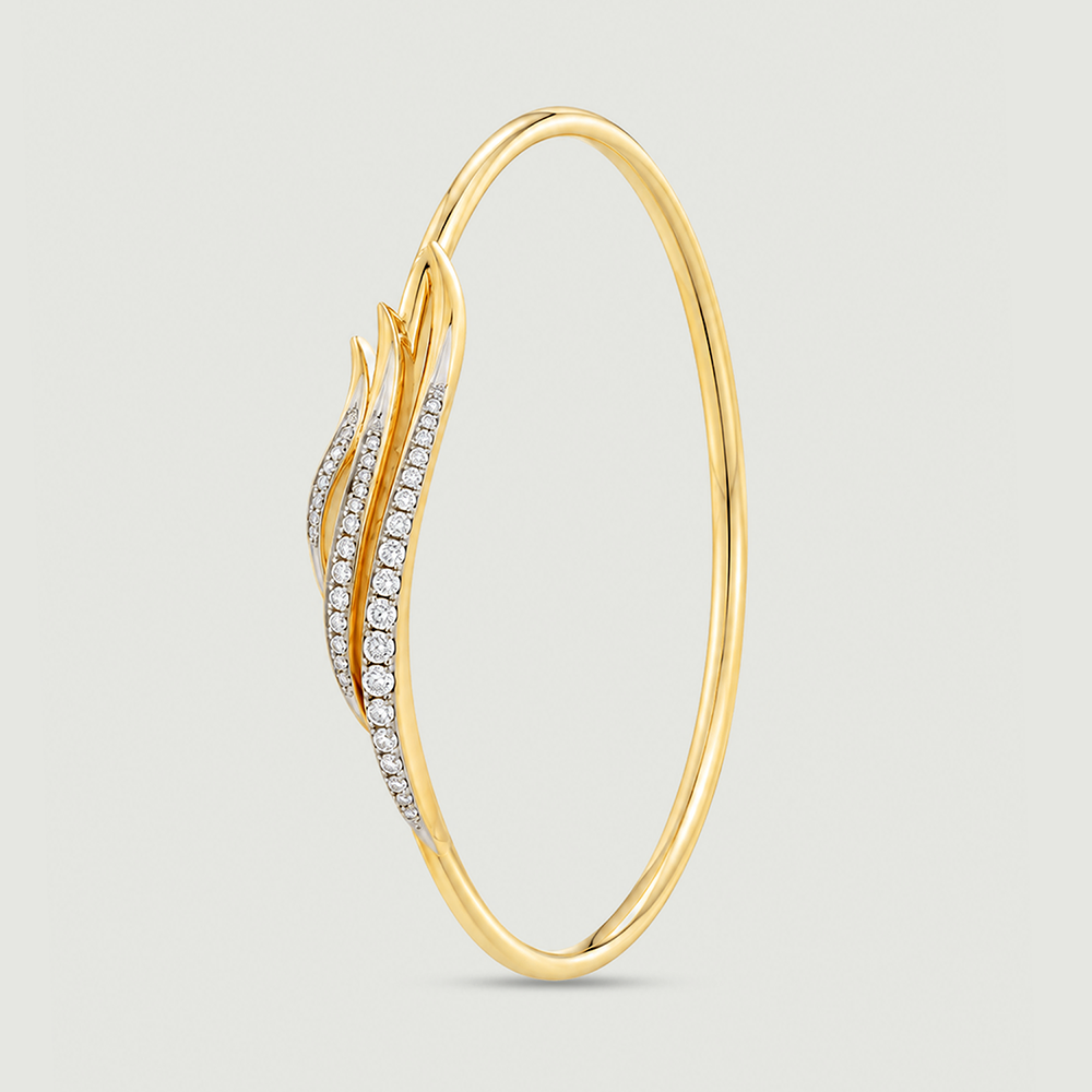 Fluid Wavelike Diamond Bangle,,hi-res thumbnail 4