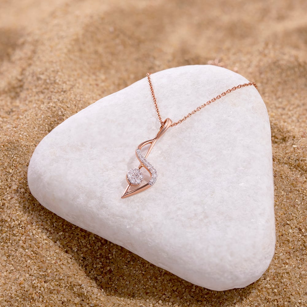 Graceful Twist Gold & Diamond Pendant