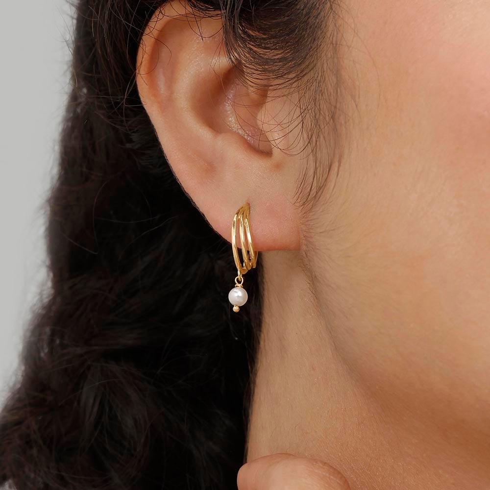 Stellar Loop Pearl Hoop Earrings,,hi-res thumbnail 2