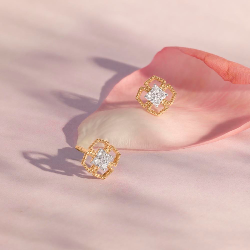 Golden Bloom Diamond Stud Earrings,,hi-res thumbnail 1