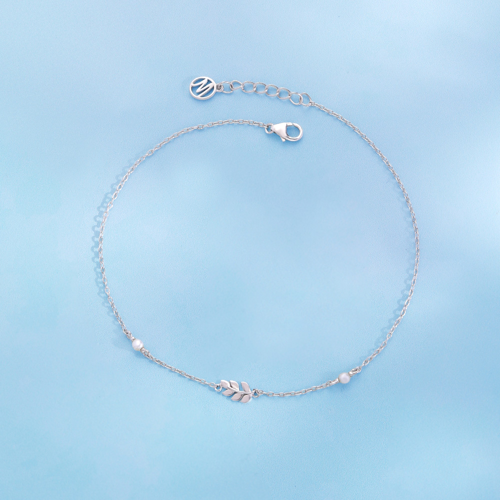 Soft Leafy Silver Anklet