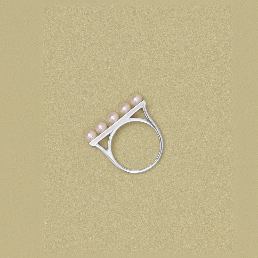 Pearl Row Silver Ring
