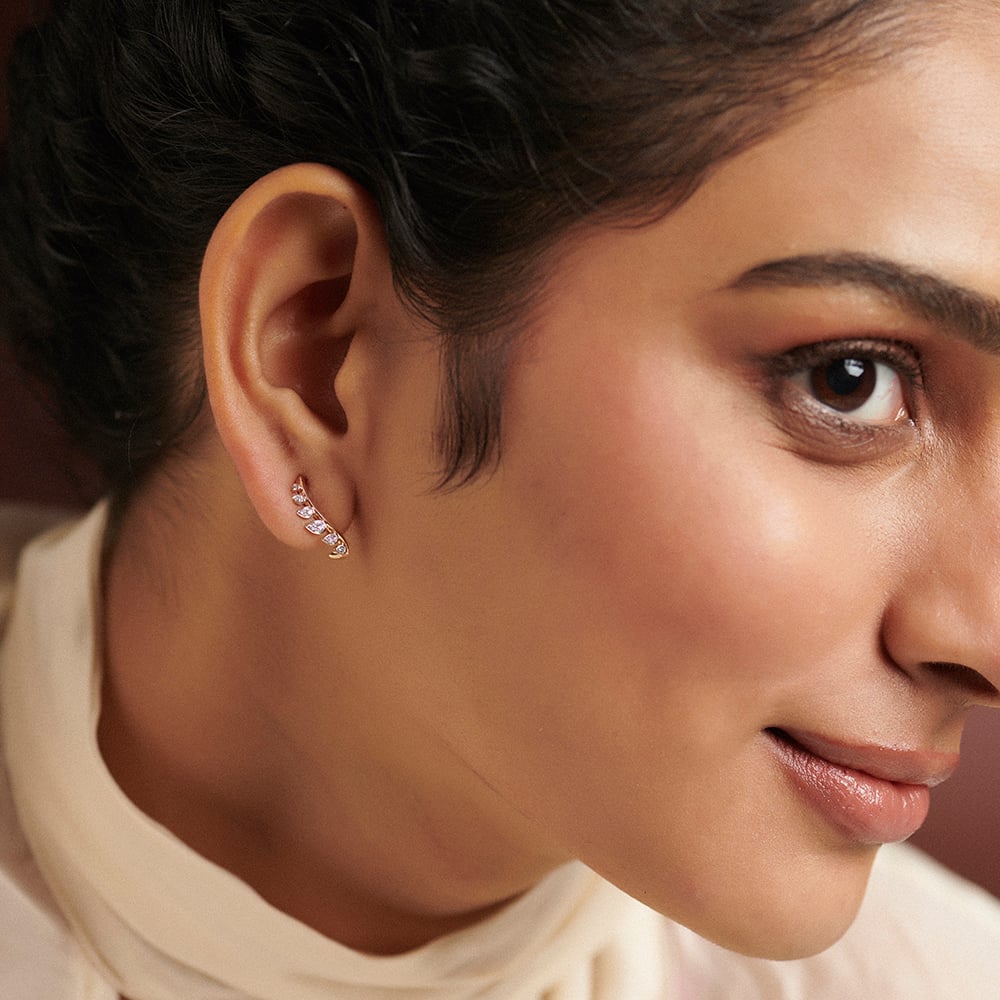 Delicate Ember Diamond Hoop Earrings,,hi-res thumbnail 2
