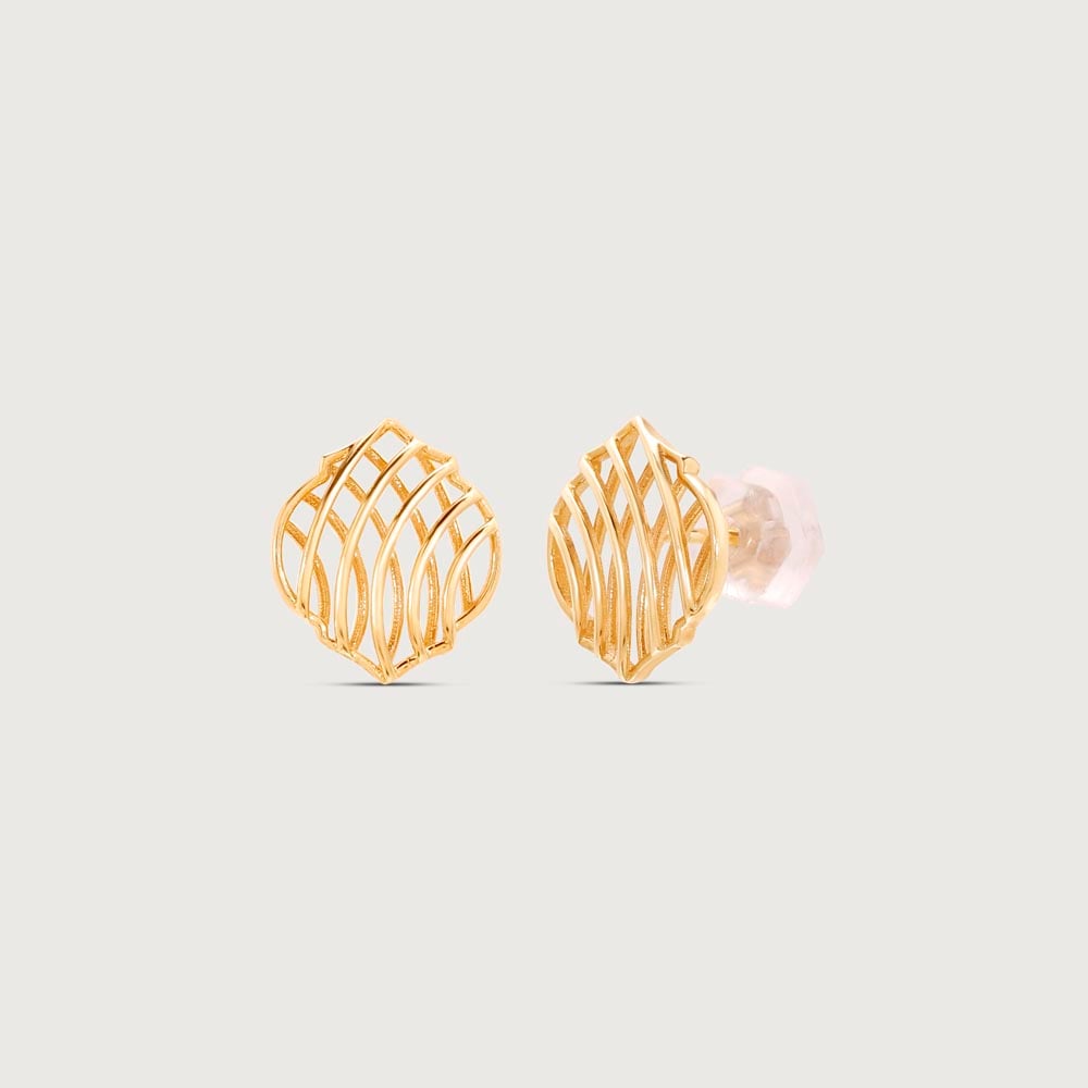 Bold Mesh Gold Stud Earrings,,hi-res thumbnail 4