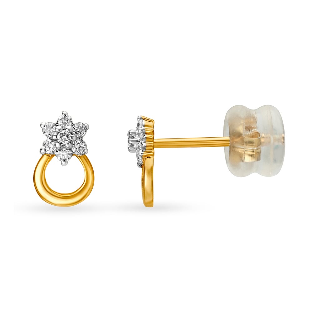 14KT Yellow Gold Diamond Stud Earrings,,hi-res thumbnail 2