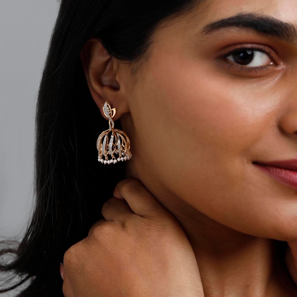 Chic Bloom Diamond Jhumka,,hi-res thumbnail 2