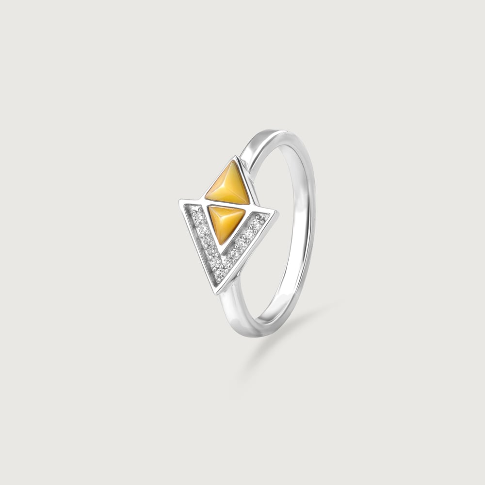 Bold Geometric Mother of Pearl Silver Ring,,hi-res thumbnail 3
