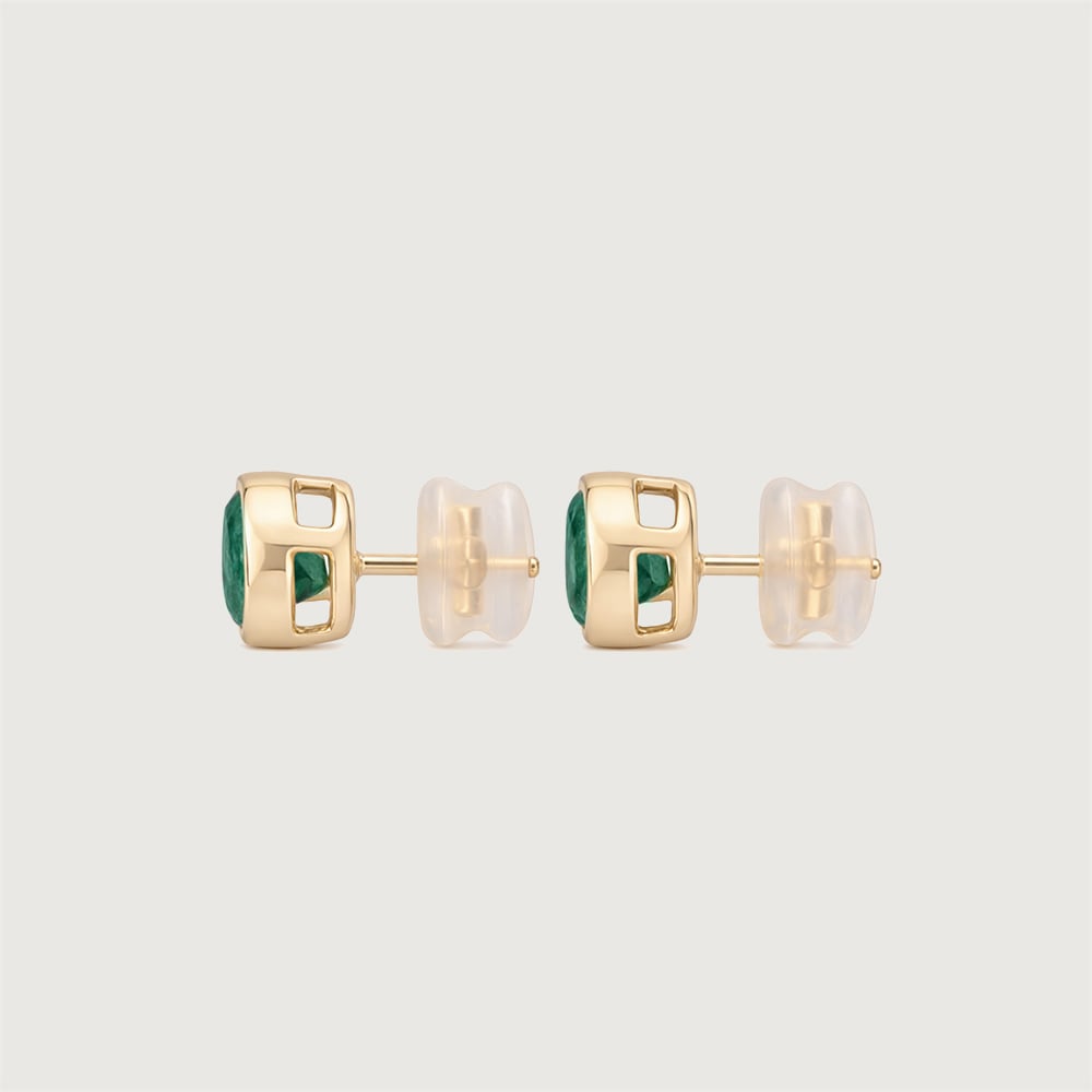 Refined Polished Emerald Gold Stud Earrings,,hi-res thumbnail 5