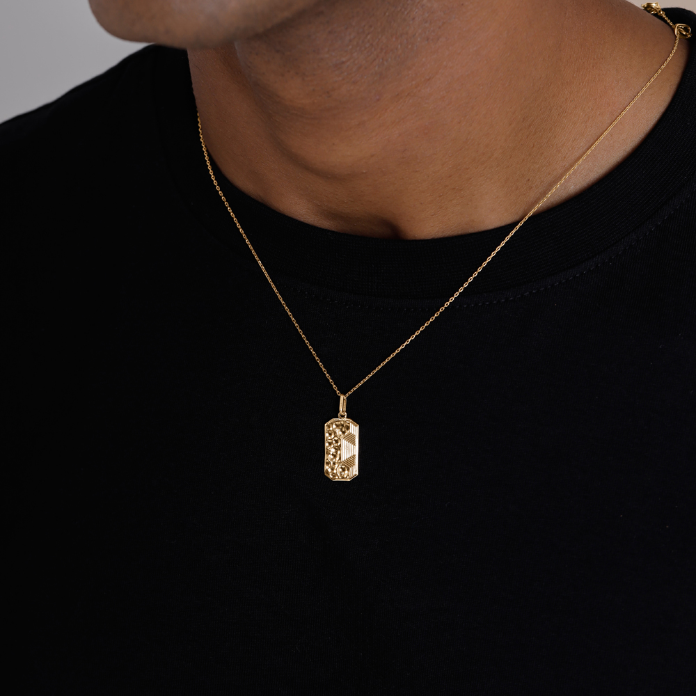 Artful Textured Gold Pendant,,hi-res thumbnail 2
