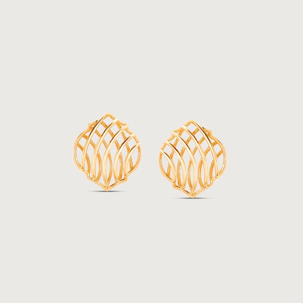 Bold Mesh Gold Stud Earrings,,hi-res thumbnail 3
