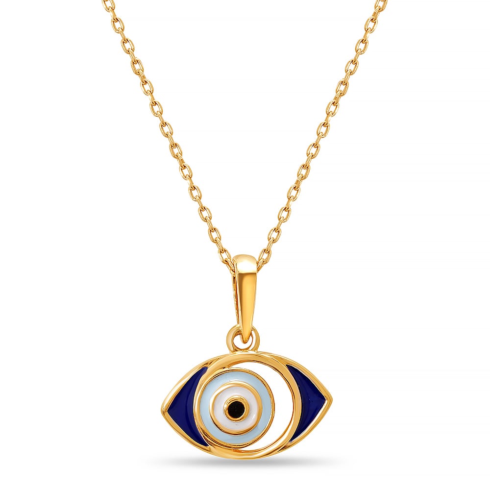 14KT Yellow Gold Negative Space Evil Eye Pendant,,hi-res thumbnail 2