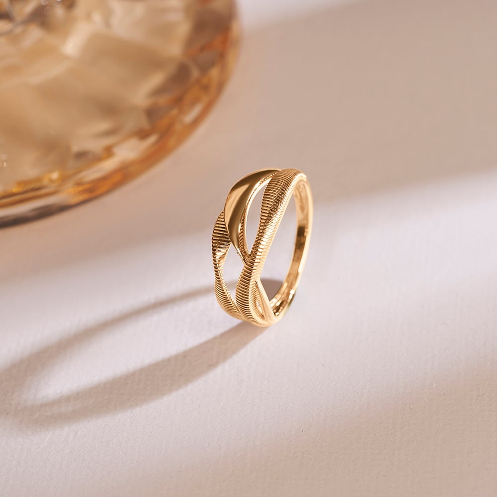 Textured Confluence Gold Ring