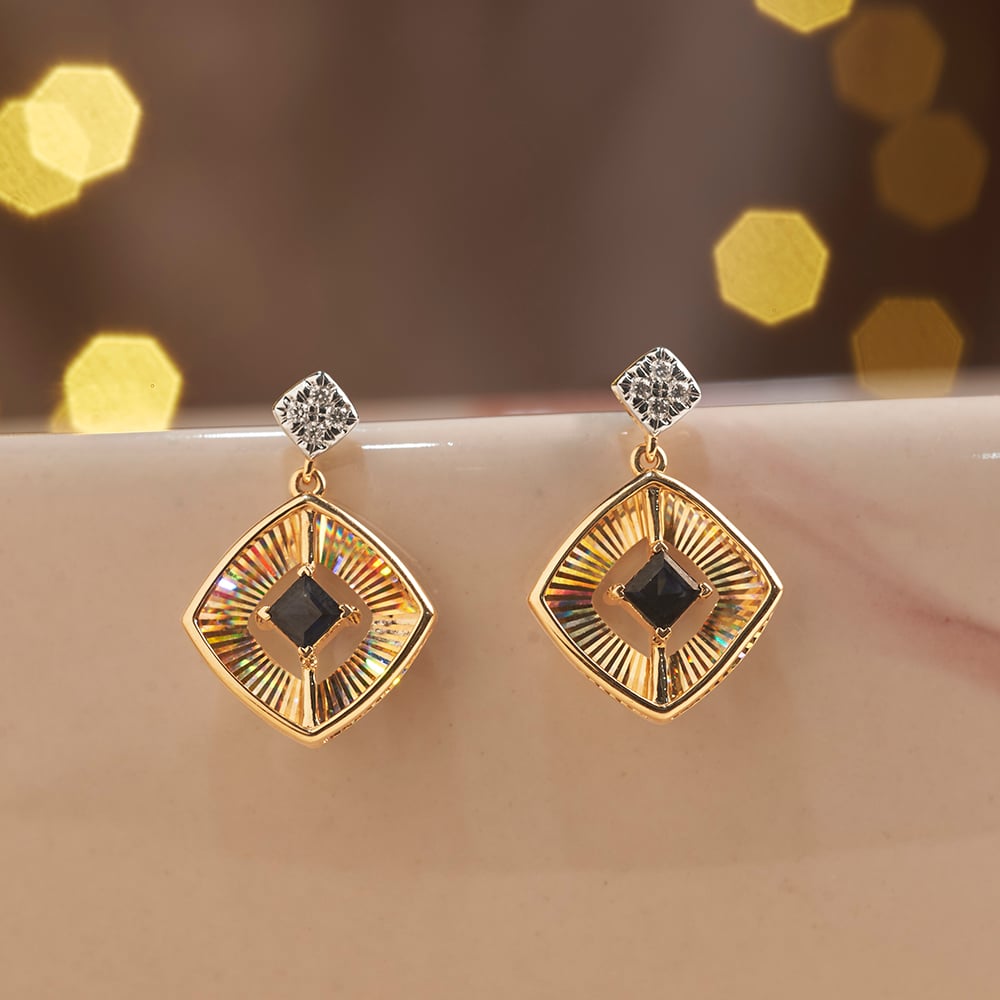 Vibrant Sapphire Diamond Drop Earrings