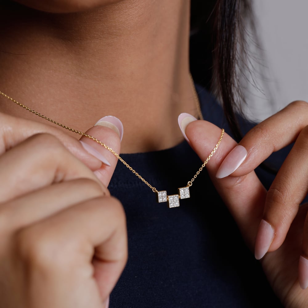 Minimal Geometric Diamond Necklace,,hi-res thumbnail 2