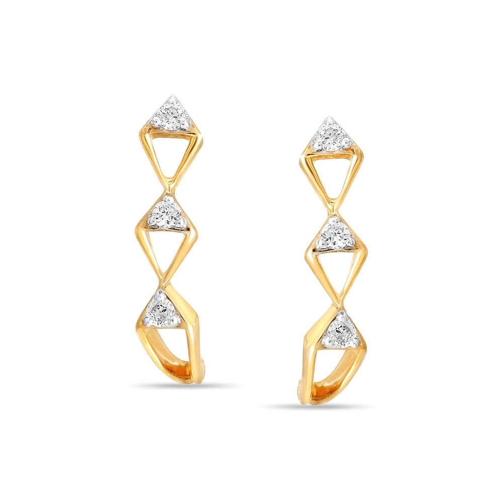14KT Yellow Gold Endless Horizon Diamond Stud Earrings