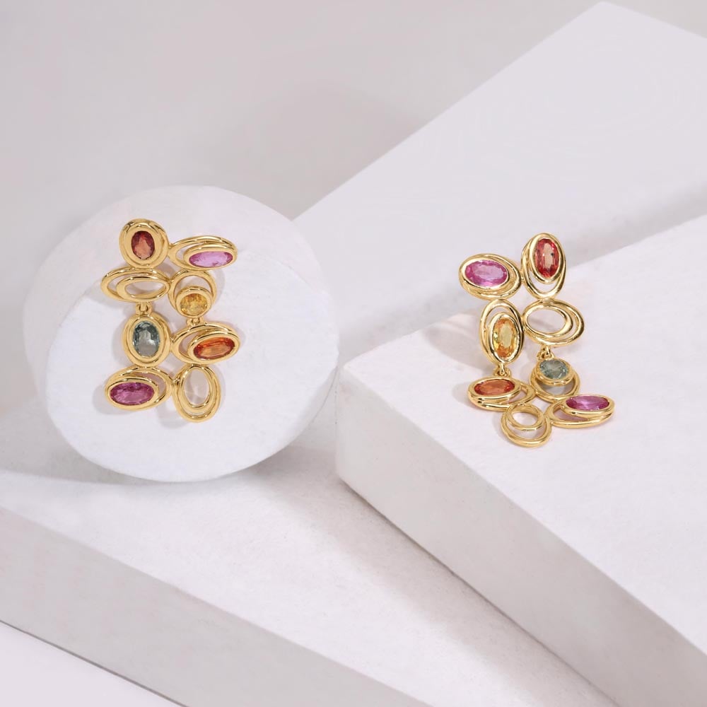 Vivid Cascade Sapphire Drop Earrings