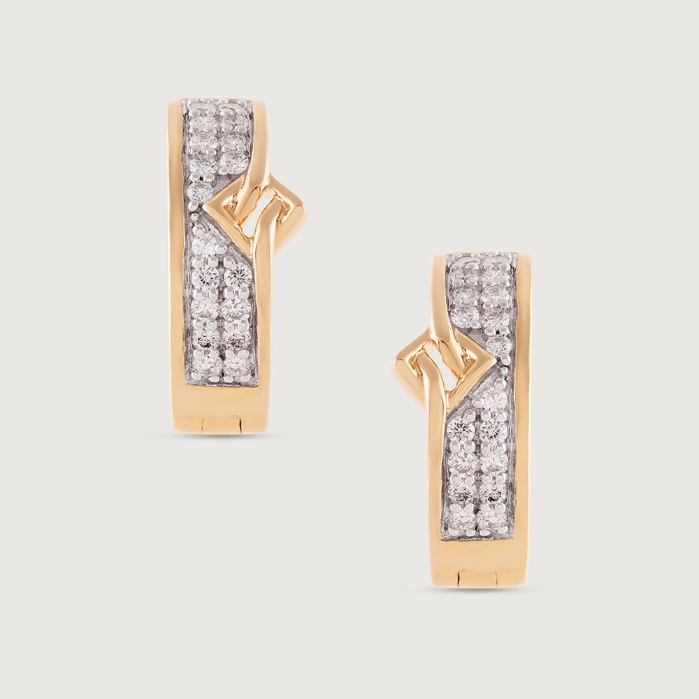 Elegant Vibes Gold & Diamond Hoop Earrings,,hi-res thumbnail 3