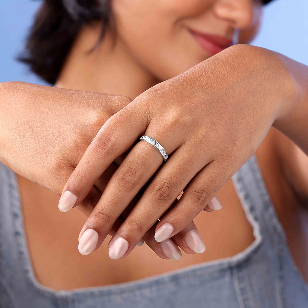 Graphic Colourful Mother of Pearl Silver Ring,,hi-res thumbnail 2