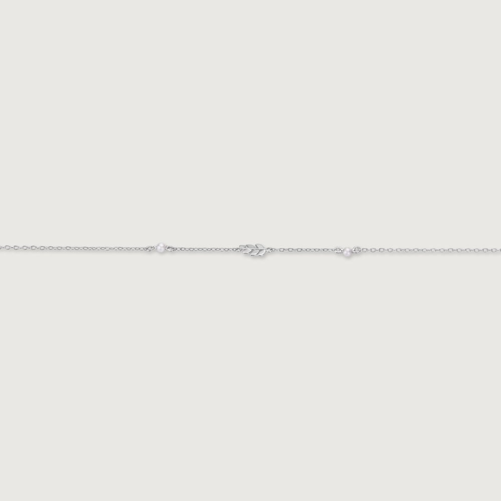 Soft Leafy Silver Anklet,,hi-res thumbnail 4