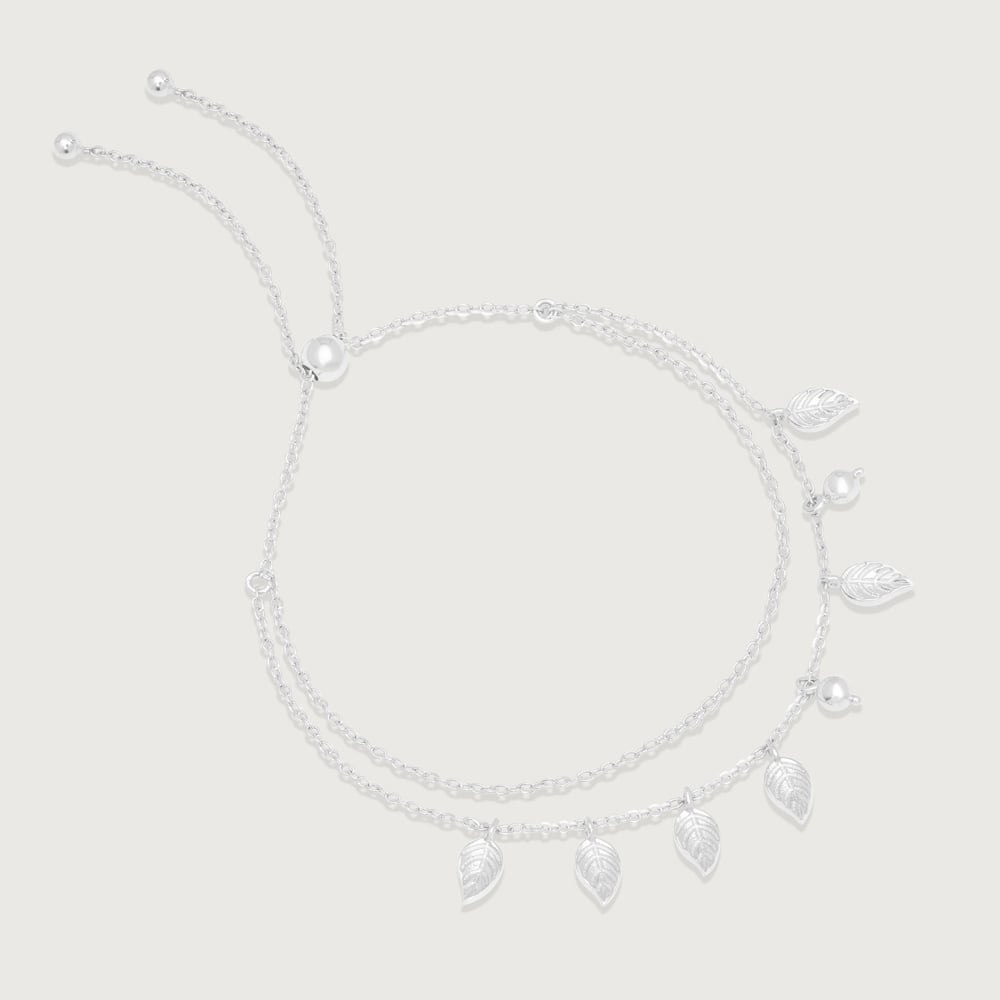 Whispering Leaf Silver Anklet,,hi-res thumbnail 4