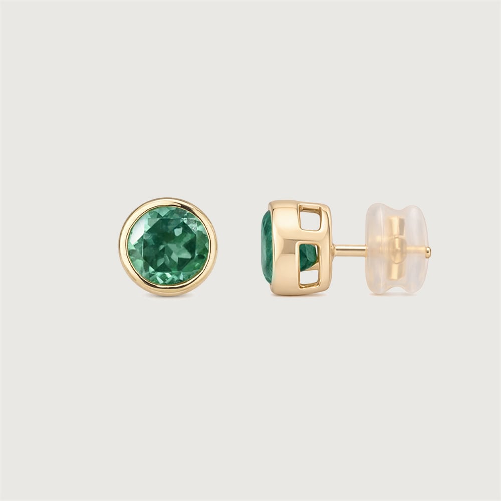 Refined Polished Emerald Gold Stud Earrings,,hi-res thumbnail 4