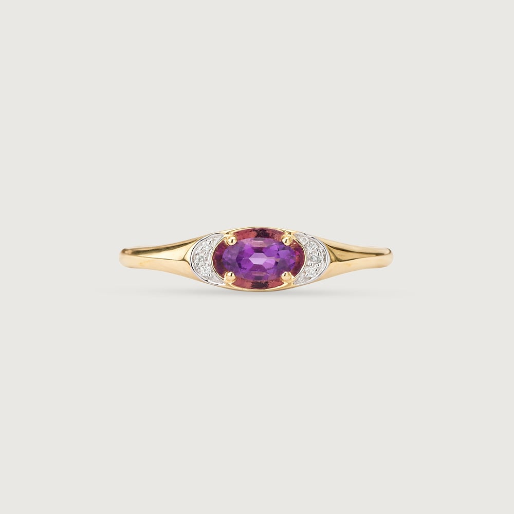 Elegant Minimal Amethyst & Diamond Ring,,hi-res thumbnail 3