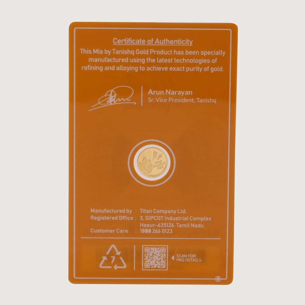 0.5 gm 24 Karat Mango Leaf Gold Coin (9999 Purity),,hi-res thumbnail 5